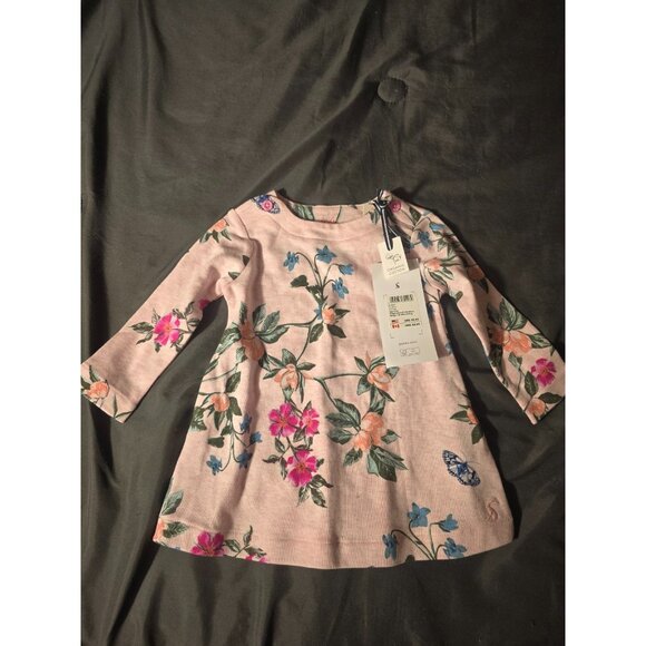 NWt New Girls Joules Organic Dress Girls Size 3m 6m Pink Floral So Sweet - Picture 1 of 3